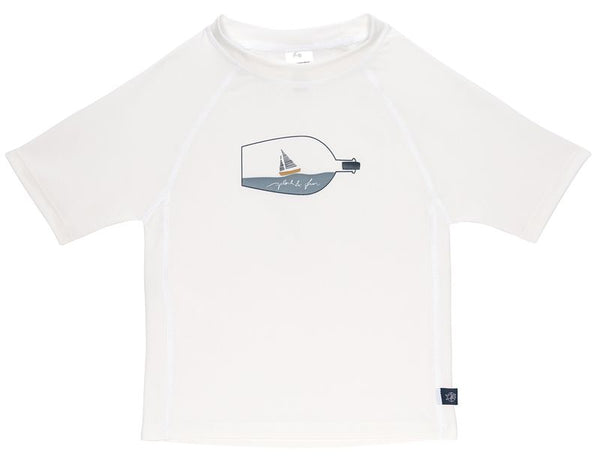Kinder UV-Shirt || Short Sleeve Ship in a Bottle white